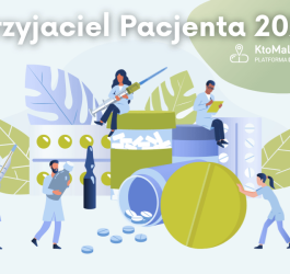 Grafika KtoMaLek.pl dotycząca tytułu Przyjaciela Pacjenta 2021.